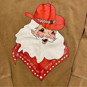 Living Fully Co. Cowboy Santa Brown Sweatshirt